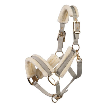 Stylish horse halter with snap clip fastening sage