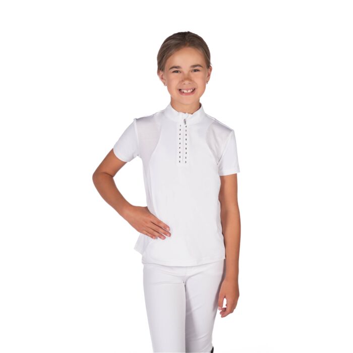 HKM kids riding competition shirt breathable fabric white