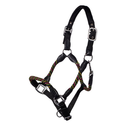 Adjustable horse halter leather nylon