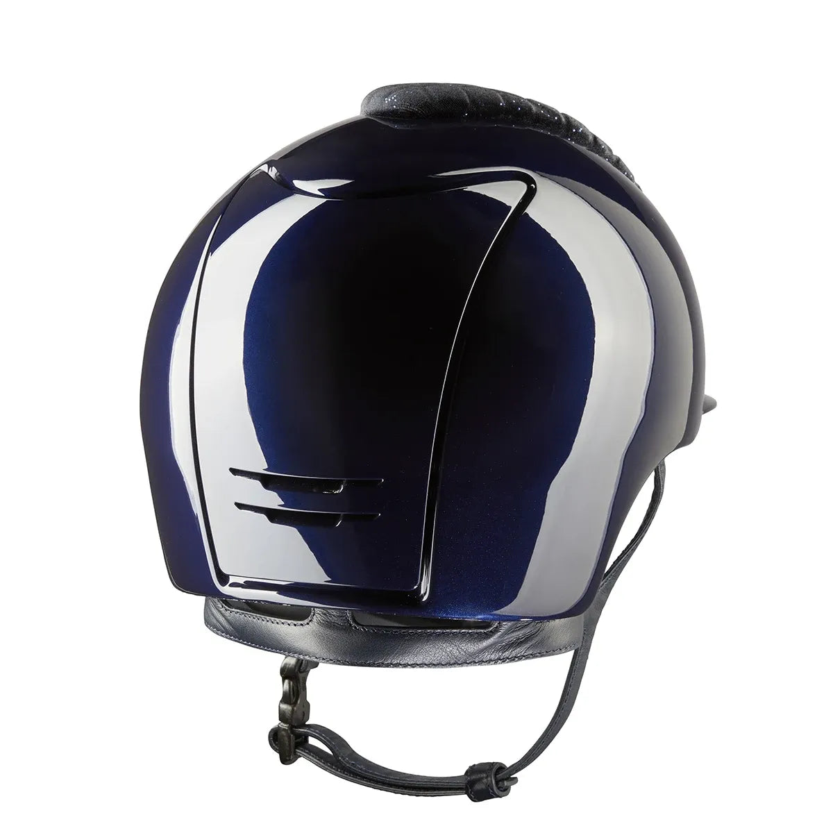 Customizable equestrian helmet with Milano velvet front blue
