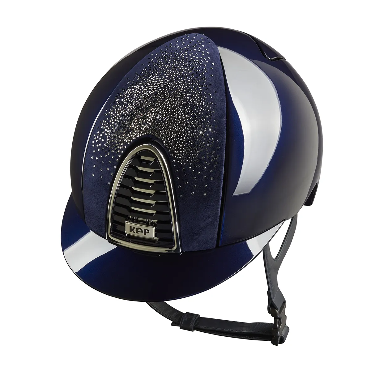 Luxury suede riding helmet with Swarovski crystal star detailing