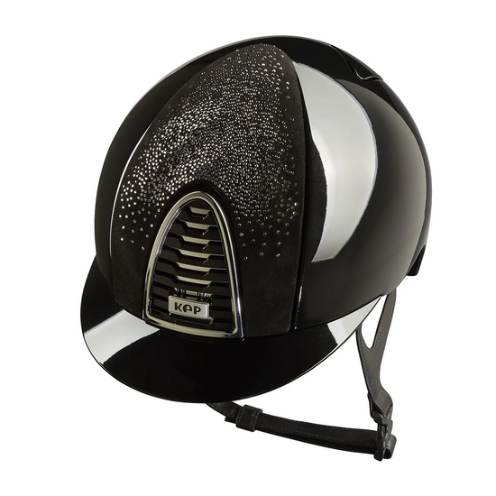 Sparkling riding helmet with ergonomic ventilation for rider comfort black