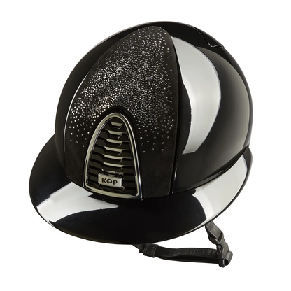 High-safety polished horseback riding helmet black