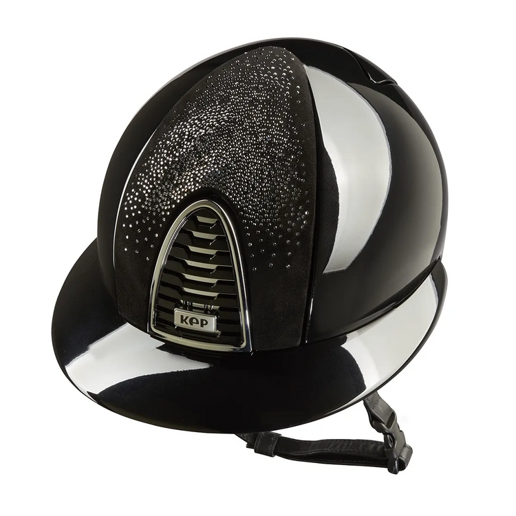 High-safety polished horseback riding helmet black