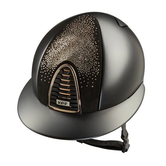 Elegant glossy helmet with extended neck guard