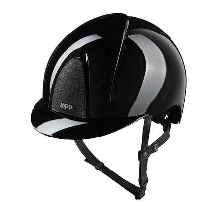 Stylish glitter top riding helmet polished black 