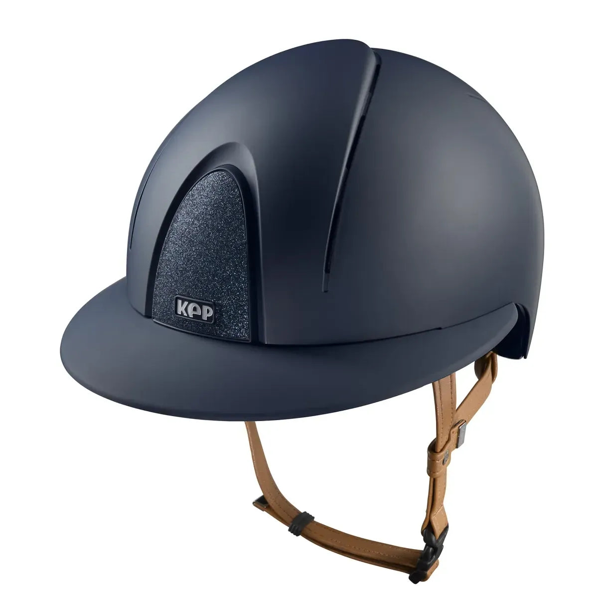 Polo visor riding helmet with glitter star panel blue