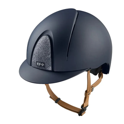 Matte textile riding helmet with silver glitter star blue