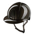 Polished equestrian helmet with extended Polo visor brown