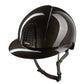 Polished equestrian helmet with extended Polo visor brown