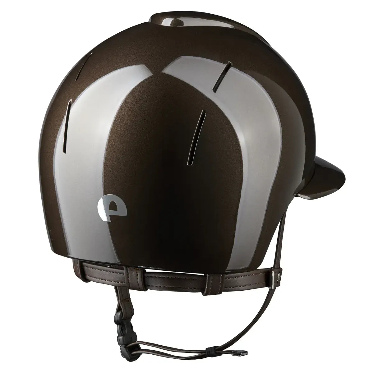 Riding helmet with metallic front and ergonomic neck guard