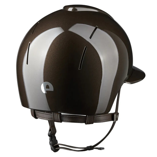 Riding helmet with metallic front and ergonomic neck guard