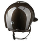 Riding helmet with metallic front and ergonomic neck guard