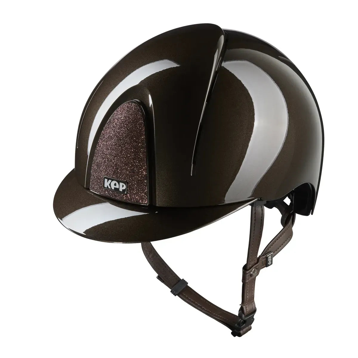 Equestrian helmet high gloss shell star sparkle design brown