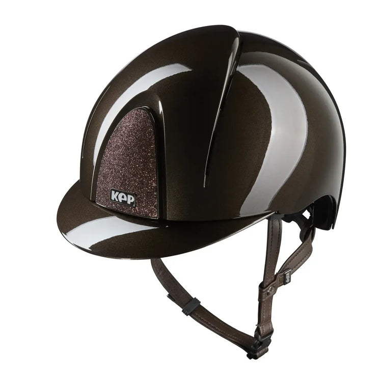 Equestrian helmet high gloss shell star sparkle design brown