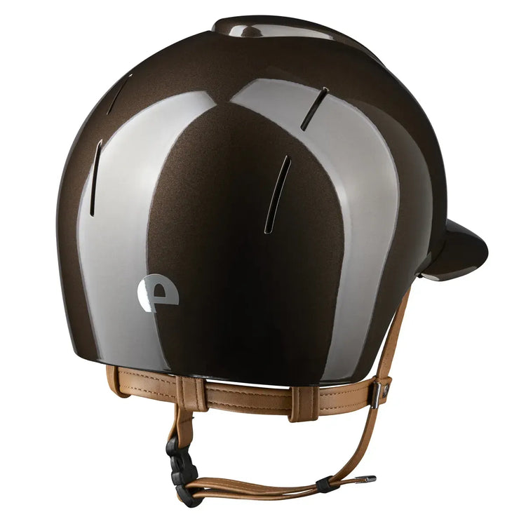 High-shine equestrian helmet with extended Polo Visor