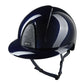 Riding helmet with Polo visor and silver glitter panel blue