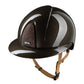 Glossy black riding helmet with star glitter top and polo visor  brown
