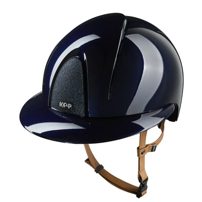 polished riding helmet polo visor and glitter top blue