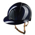 polished riding helmet polo visor and glitter top blue