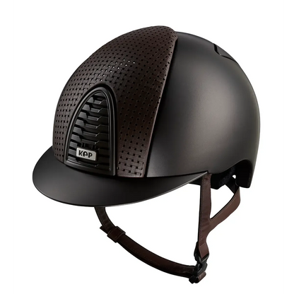 Lightweight riding helmet with ventilation system brown