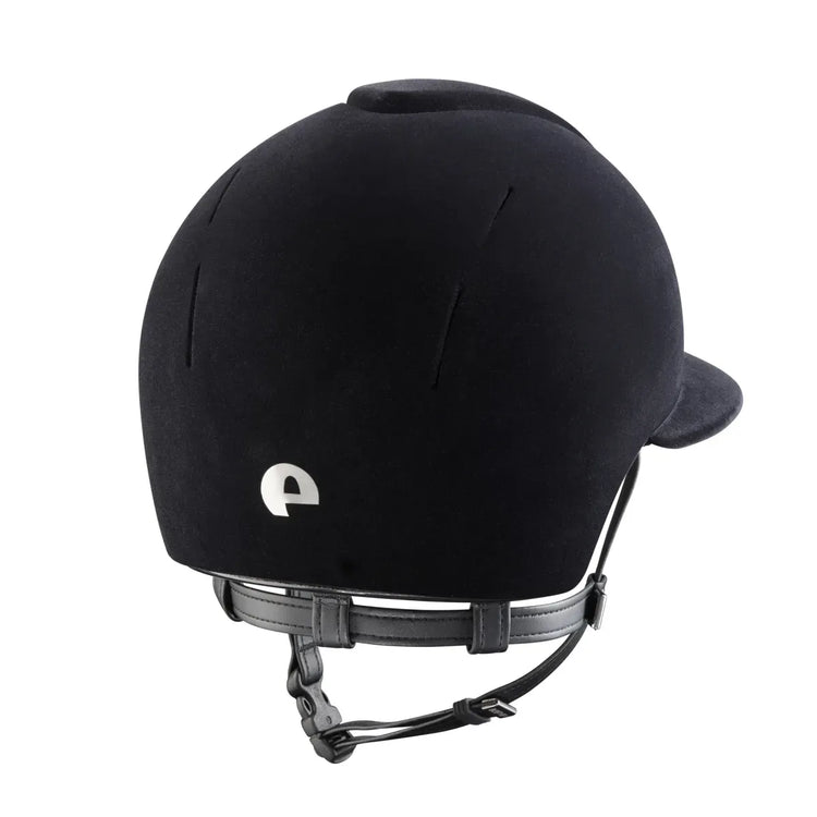 velvet riding helmet with extended neck protection