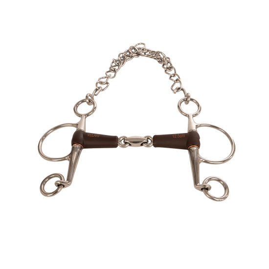 18 mm Flex Pelham horse bit with double-jointed mouthpiece