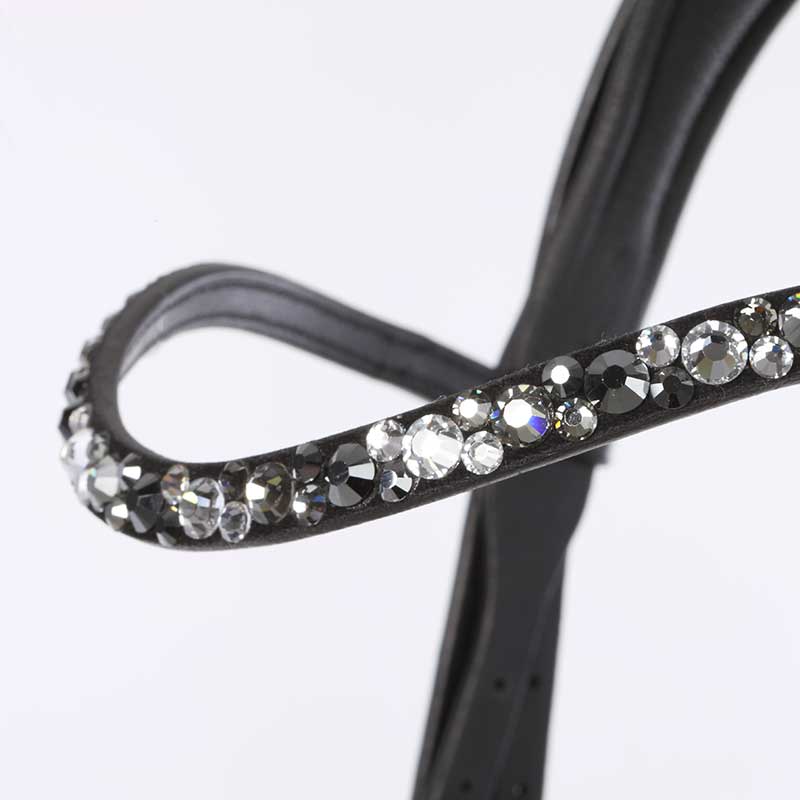 Comfortable Weymouth bridle with crystal browband