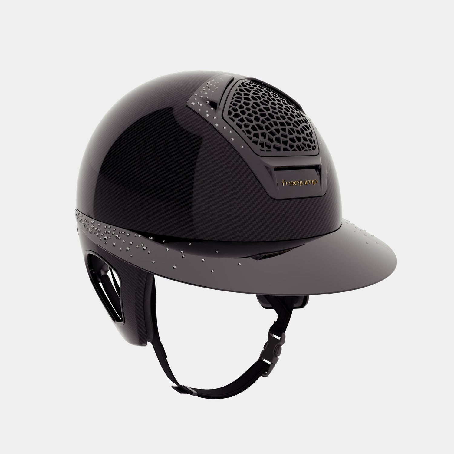 Freejump Glossy Carbon helmet with Swarovski