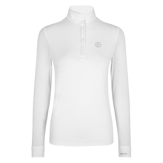 All White ladies long sleeve show shirt