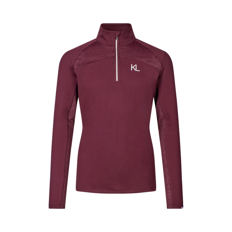 Girls equestrian long sleeve base layer in burgundy 