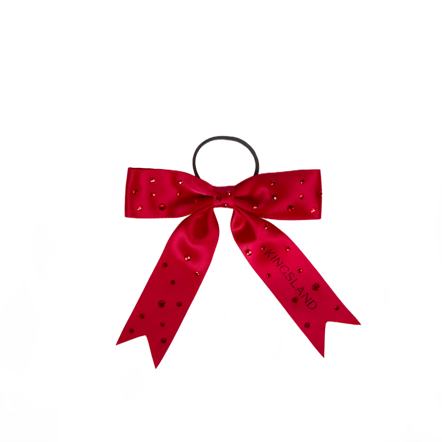 Red satin bow with Swarovski crystals