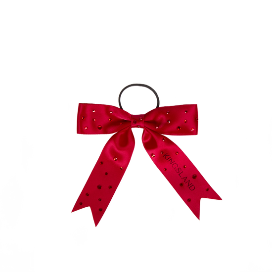 Red satin bow with Swarovski crystals