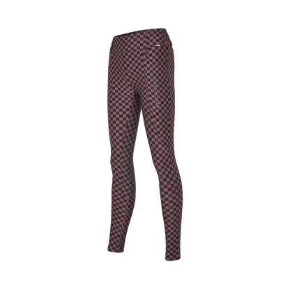 Plum and black checkered riding leggings from Kingsland equestrian