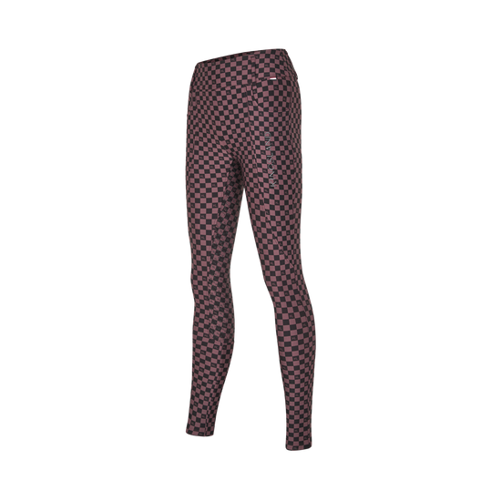 Plum and black checkered riding leggings from Kingsland equestrian