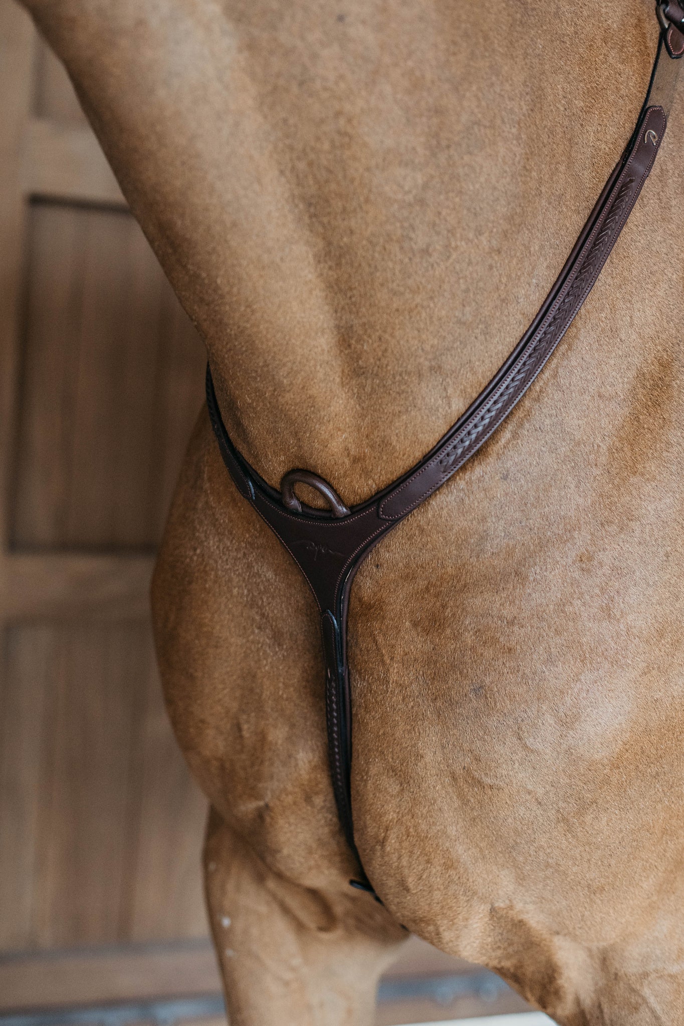 Brown leather plaited breastplate