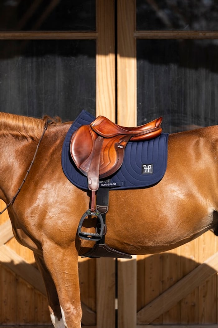 Technical equestrian saddle pad with ventilation dark night