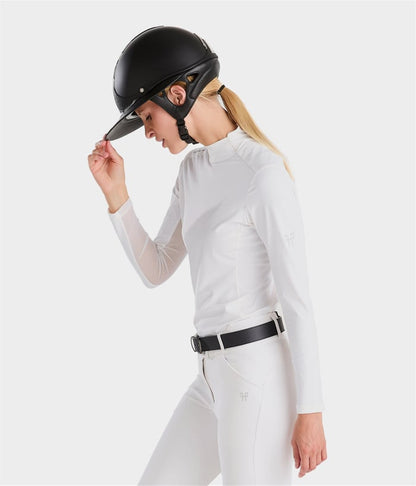 Women’s breathable long sleeve competition riding shirt white