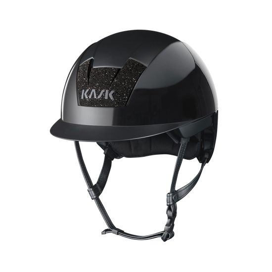 shiny riding helmet black