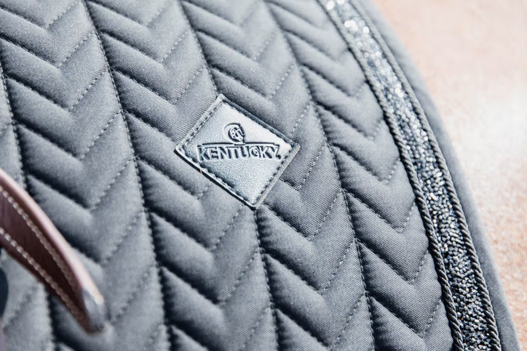 Close up of Kentucky Horsewear Glitter Saddle Pad in black