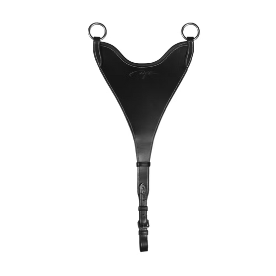 Black bib martingale attachment with cream stitching