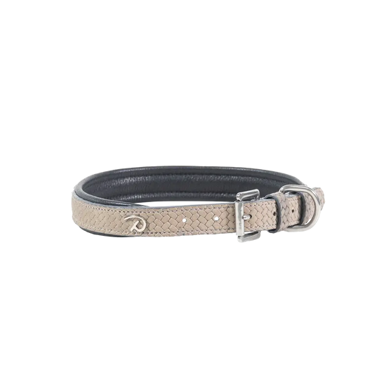 Woven leather dog collar