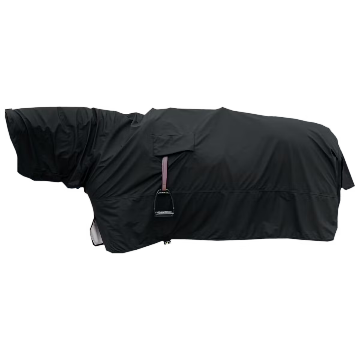 horse raincoat black