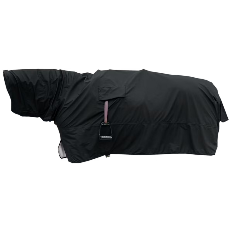 horse raincoat black
