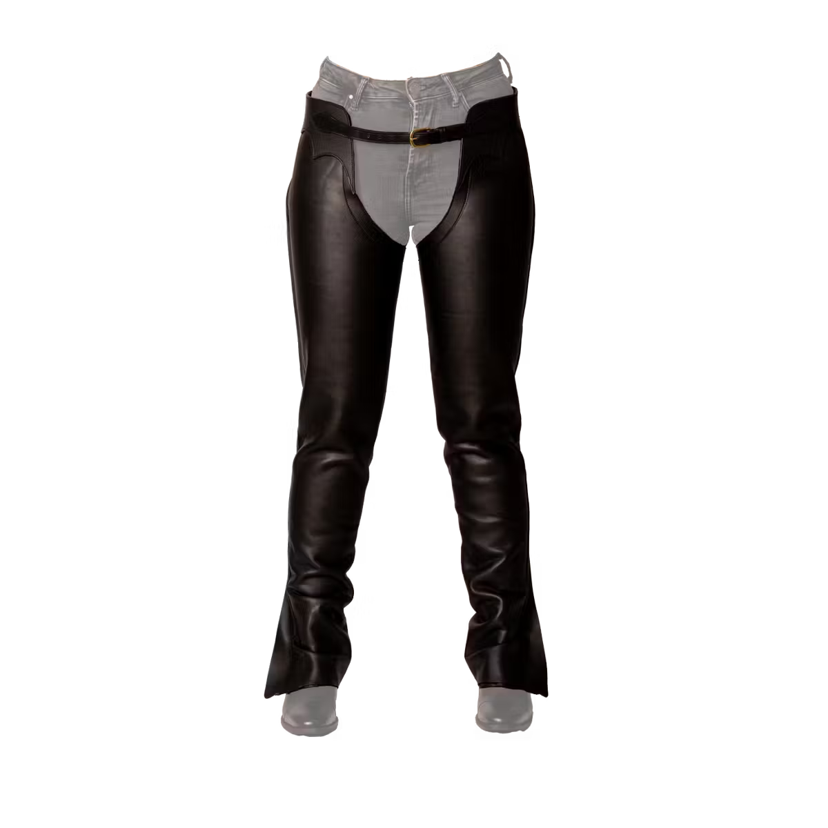full-grain leather long chaps for riders needing durable protection black