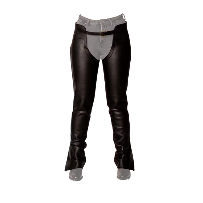 full-grain leather long chaps for riders needing durable protection black