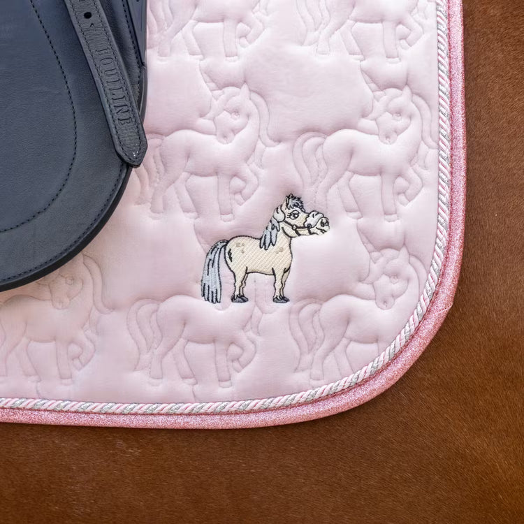 Horse saddle pad with unicorn quilting design