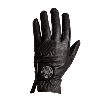 Riding gloves with grip and glitter tab