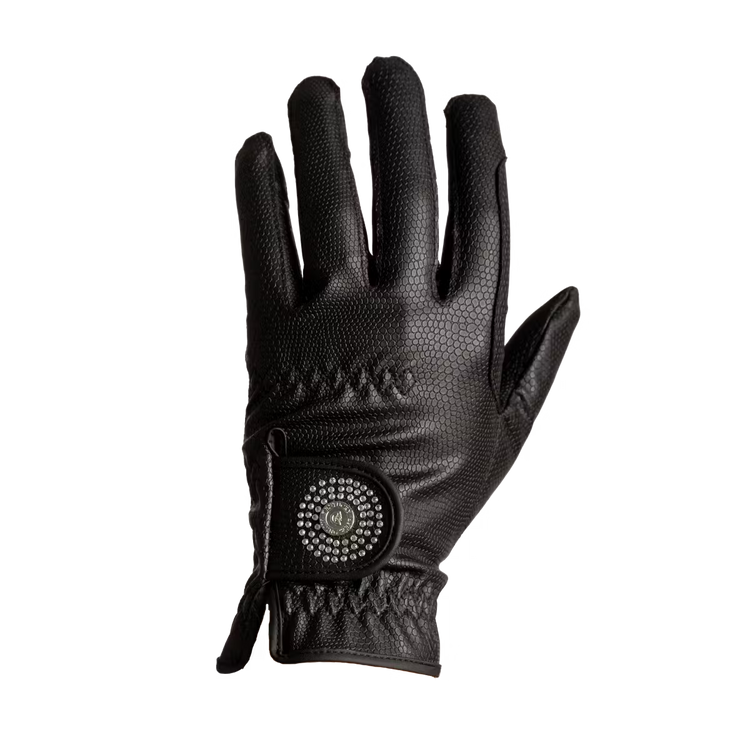 Riding gloves with grip and glitter tab