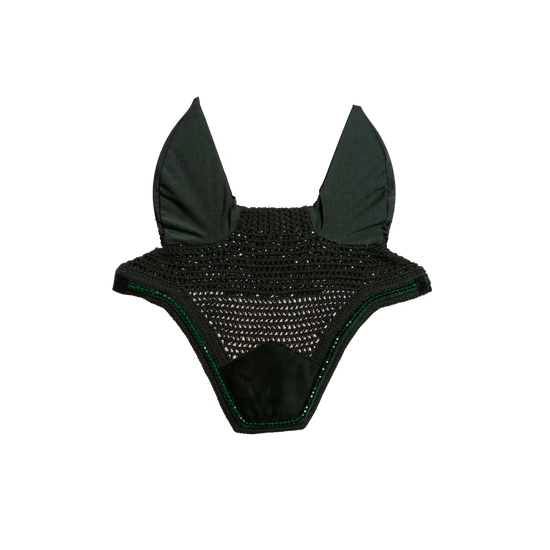 Kentucky Ear Bonnet Wellington Velvet Pearls with elegant velvet and pearl detailing green